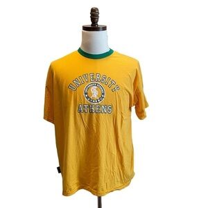 University of Athens Greece Studies Vintage T-Shirt Yellow Size XLarge Ringer